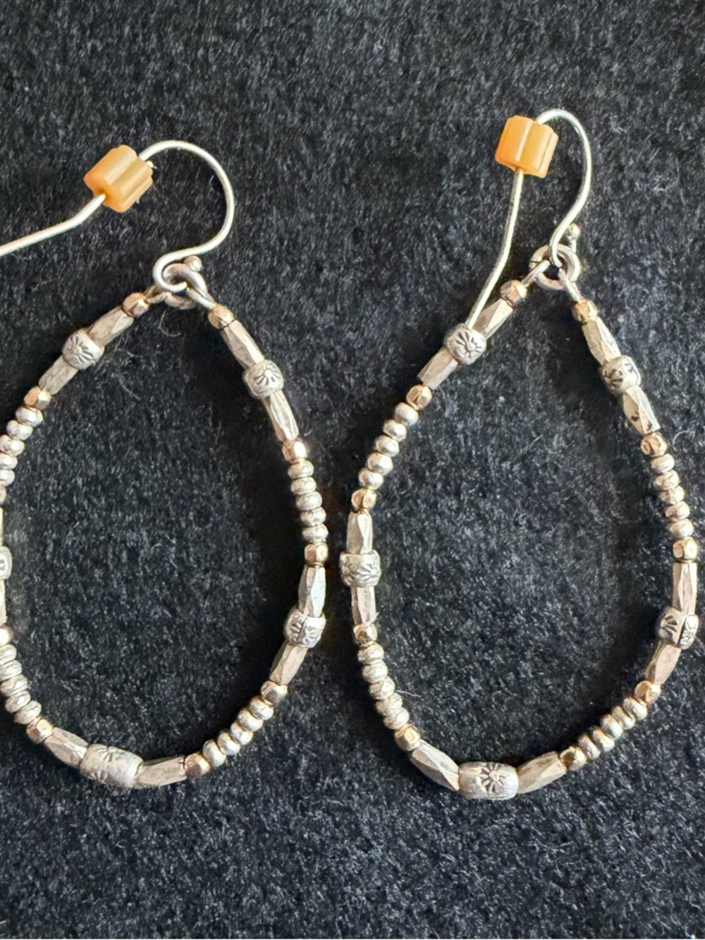 Sundance sterling silver beaded hoop earrings with alternate gold beads